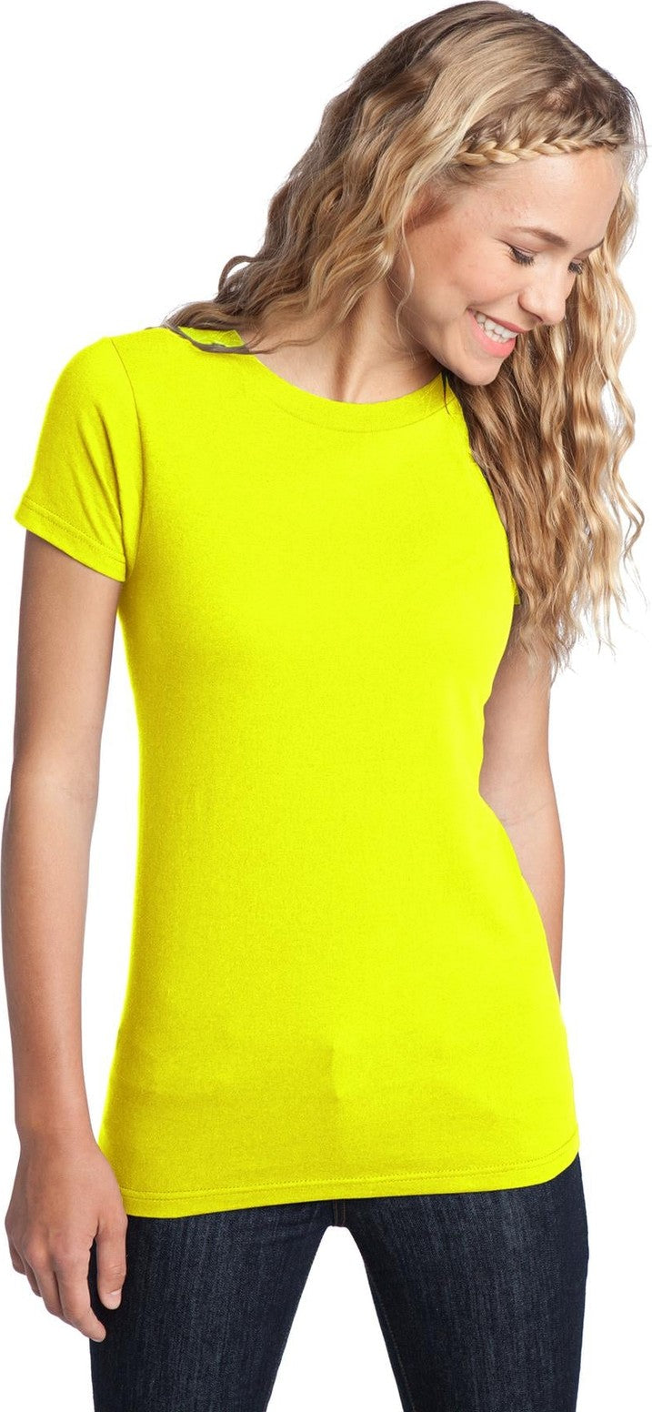 Front View of Neon Yellow District Women's Fitted The Concert Tee DT5001