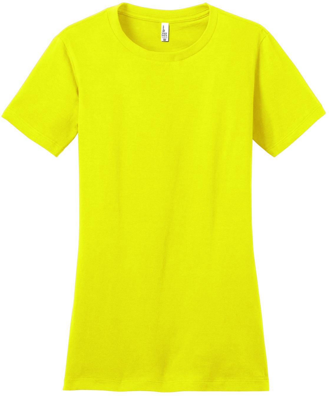 Front View of Neon Yellow District Women's Fitted The Concert Tee DT5001