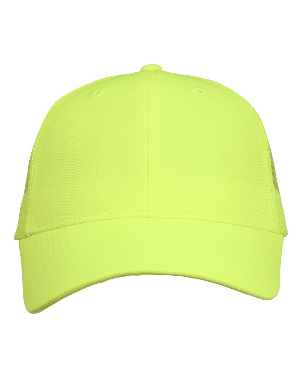 Front View of Neon Yellow Mesh-Back Twill Trucker Cap - VC400