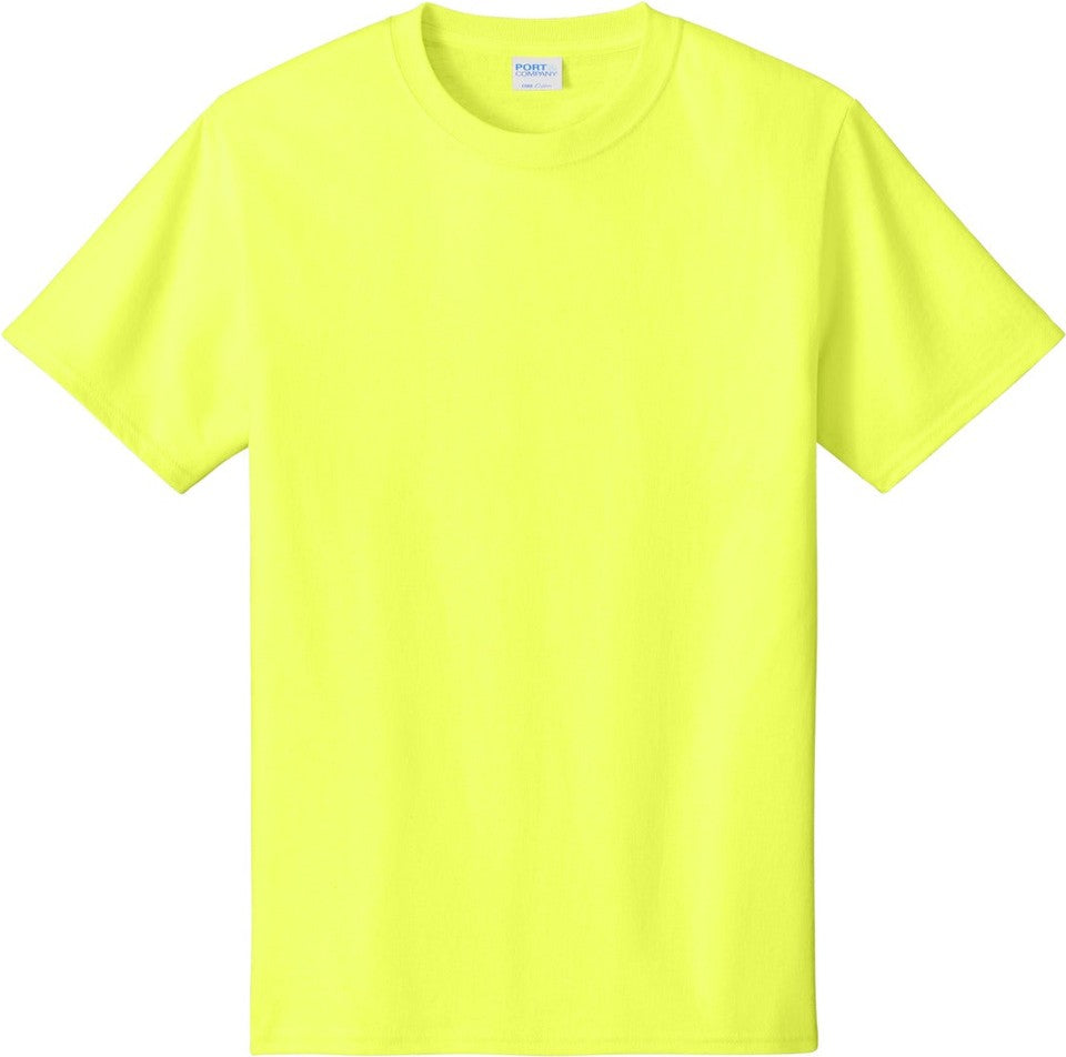 Front View of Neon Yellow Port & Co Tall Core Cotton Tee PC54T