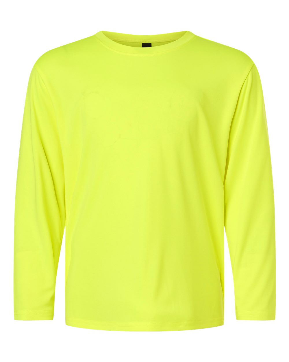 Front View of Neon Yellow Pro-Lock Youth Performance Long Sleeve T-Shirt - 48400Y