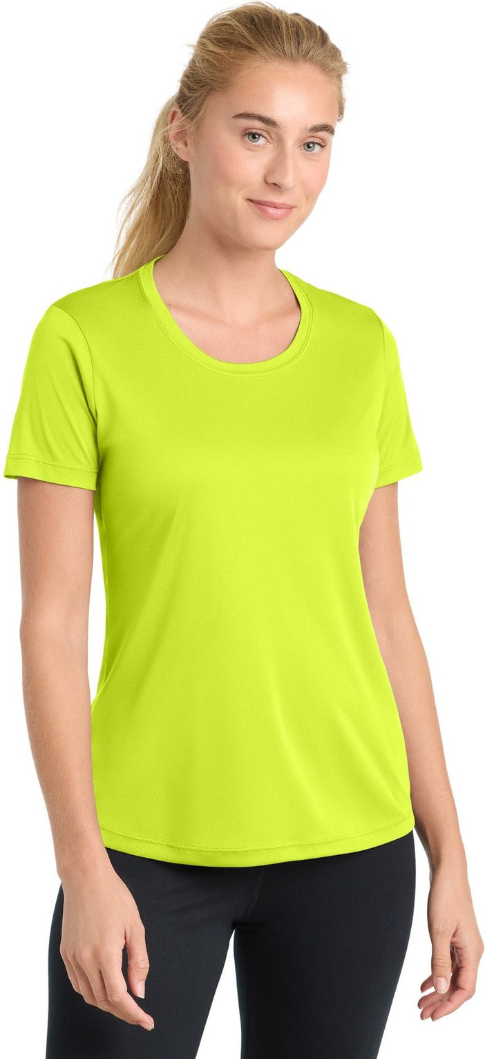 Front View of Neon Yellow Sport-Tek Women's PosiCharge Competitor Tee. LST350