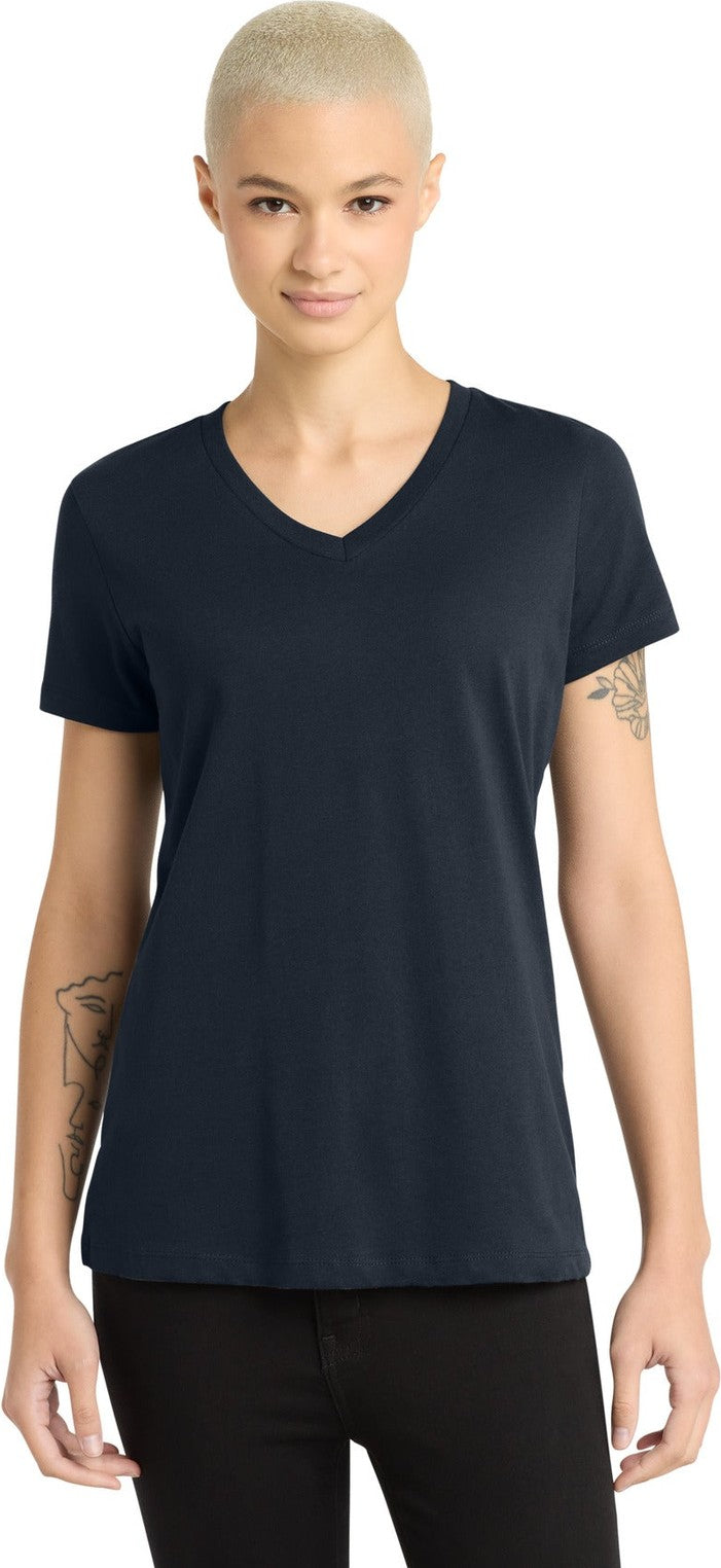 Front View of New Navy District - Women's Perfect Weight V-Neck Tee. DM1170L