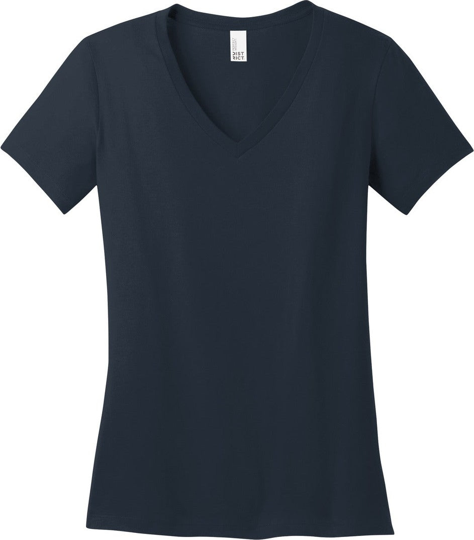 Front View of New Navy District - Women's Perfect Weight V-Neck Tee. DM1170L
