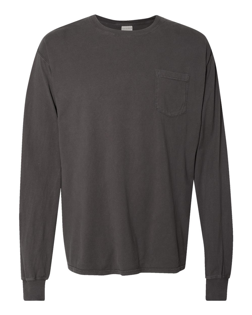 Front View of New Railroad Grey Garment-Dyed Long Sleeve T-Shirt With a Pocket - GDH250