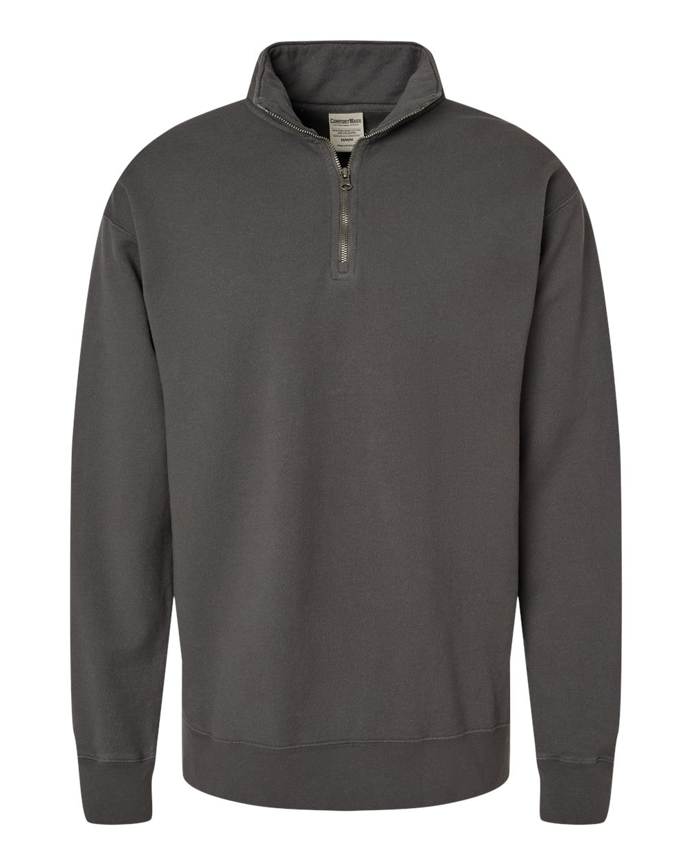 Front View of New Railroad Grey Garment-Dyed Quarter-Zip Sweatshirt - GDH425