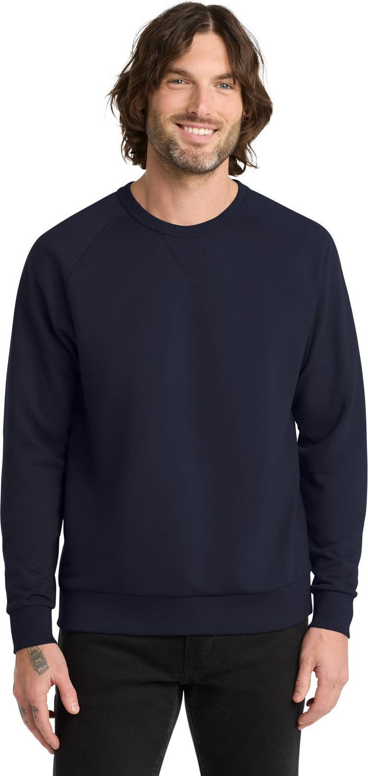 Front View of NghtSkyNvy Allmade Unisex Organic French Terry Crewneck Sweatshirt AL4004