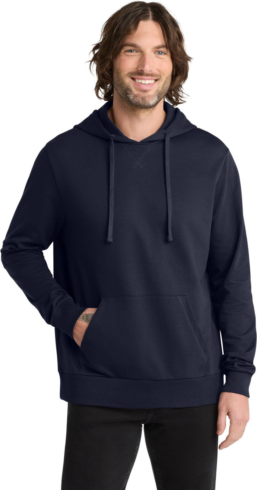 Front View of NghtSkyNvy Allmade Unisex Organic French Terry Pullover Hoodie AL4000