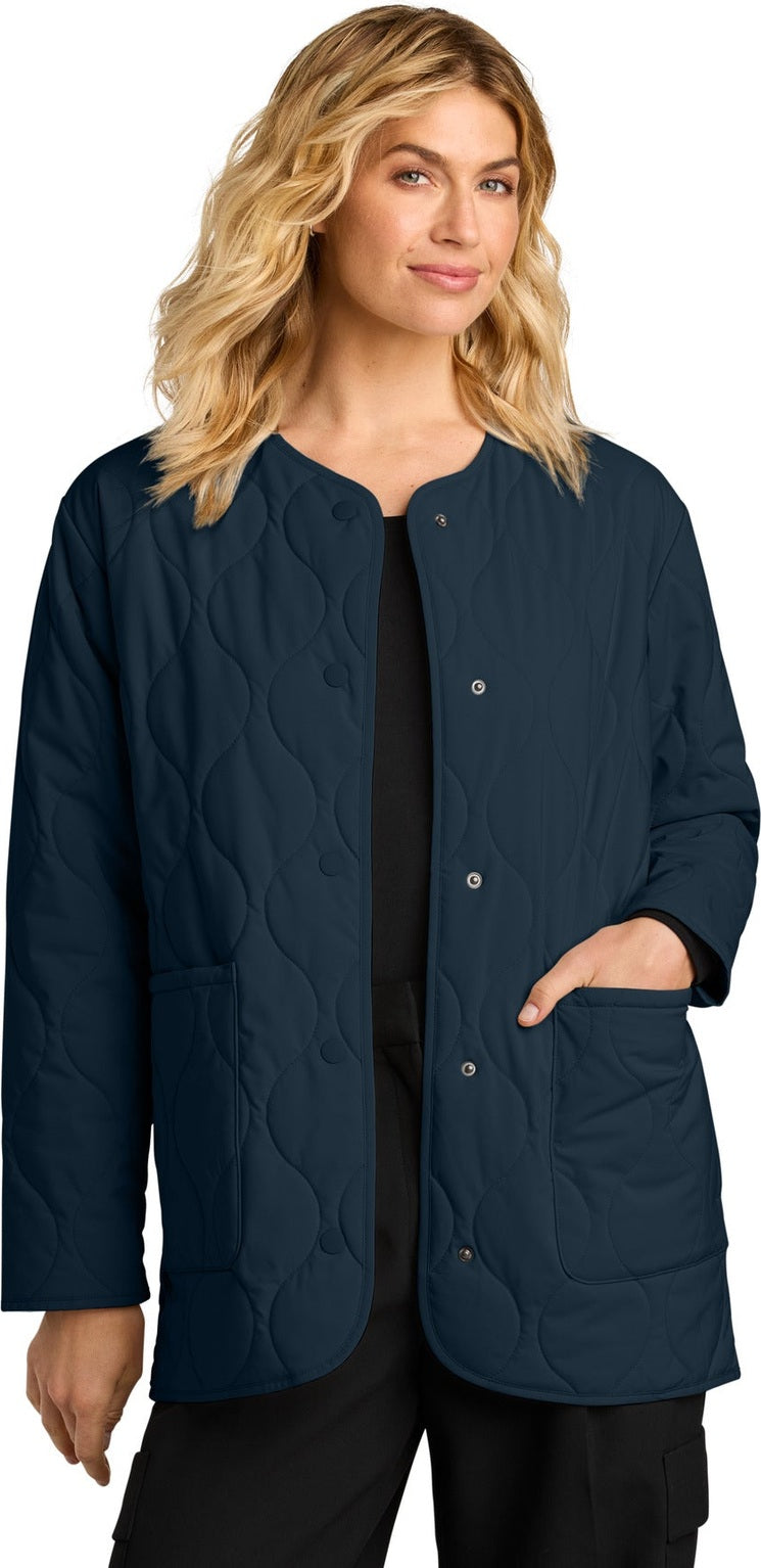 Front View of NightNavy Mercer+Mettle Women's Quilted Liner Jacket MM7203