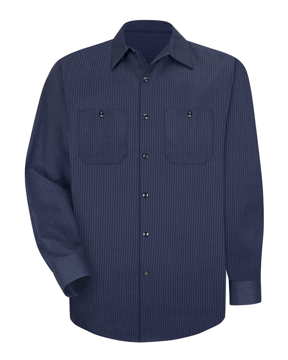 Front View of NL-Navy/ Light Blue Industrial Long Sleeve Work Shirt - SP14