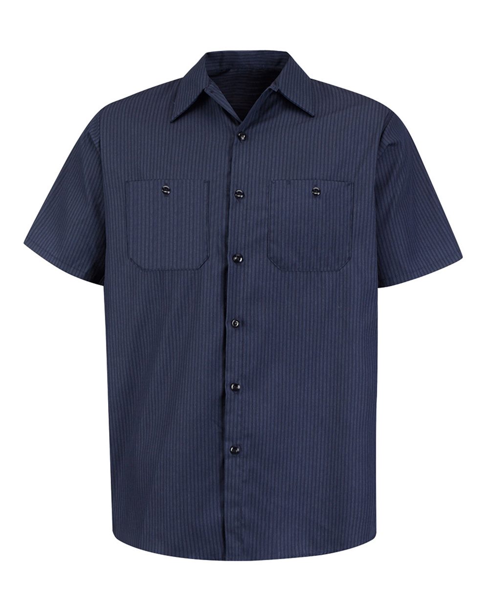 Front View of NL-Navy/ Light Blue Industrial Short Sleeve Work Shirt - SP24