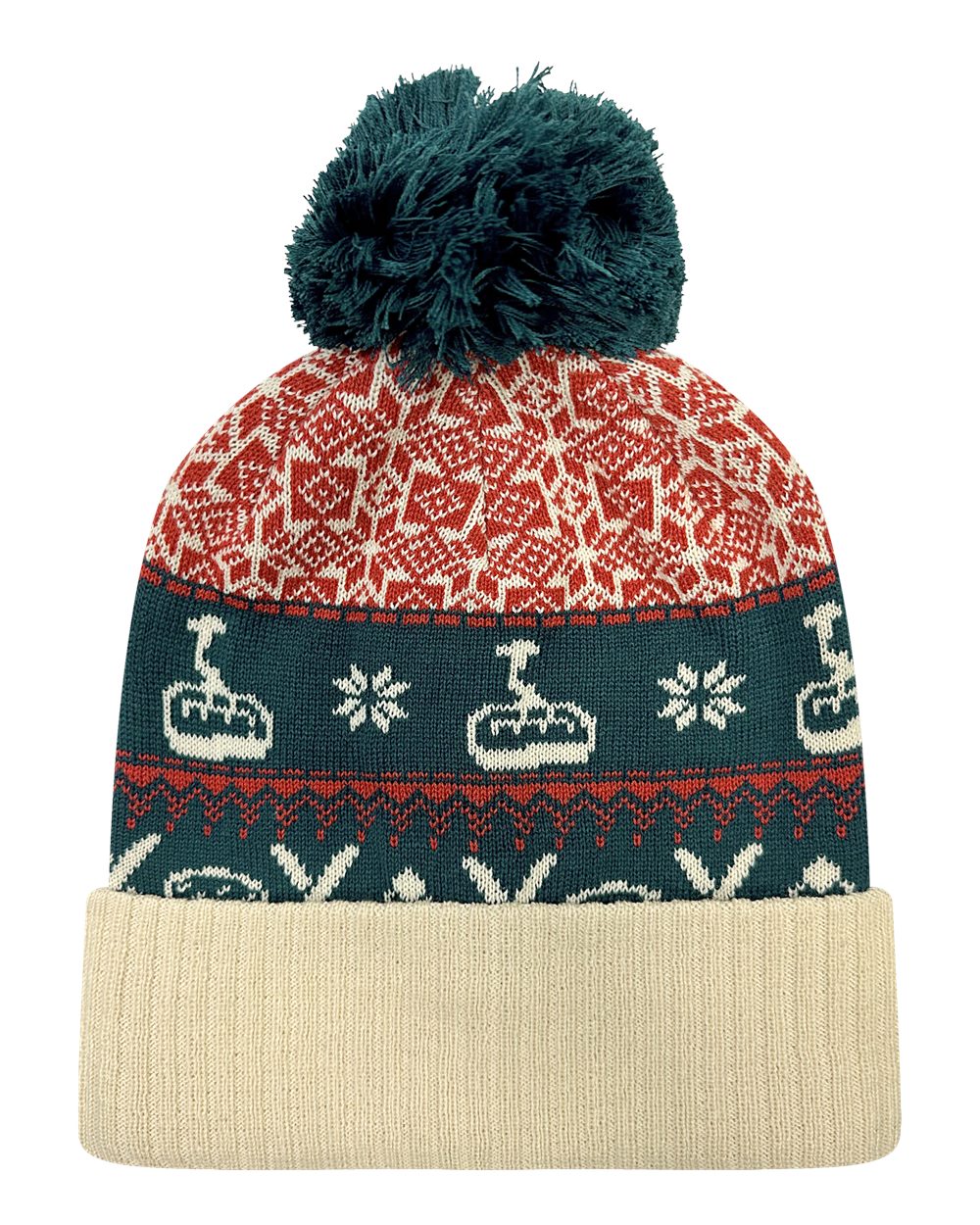 Front View of Nordic Chairlift/ Beige Grand Recycled Beanie - GRNDSR