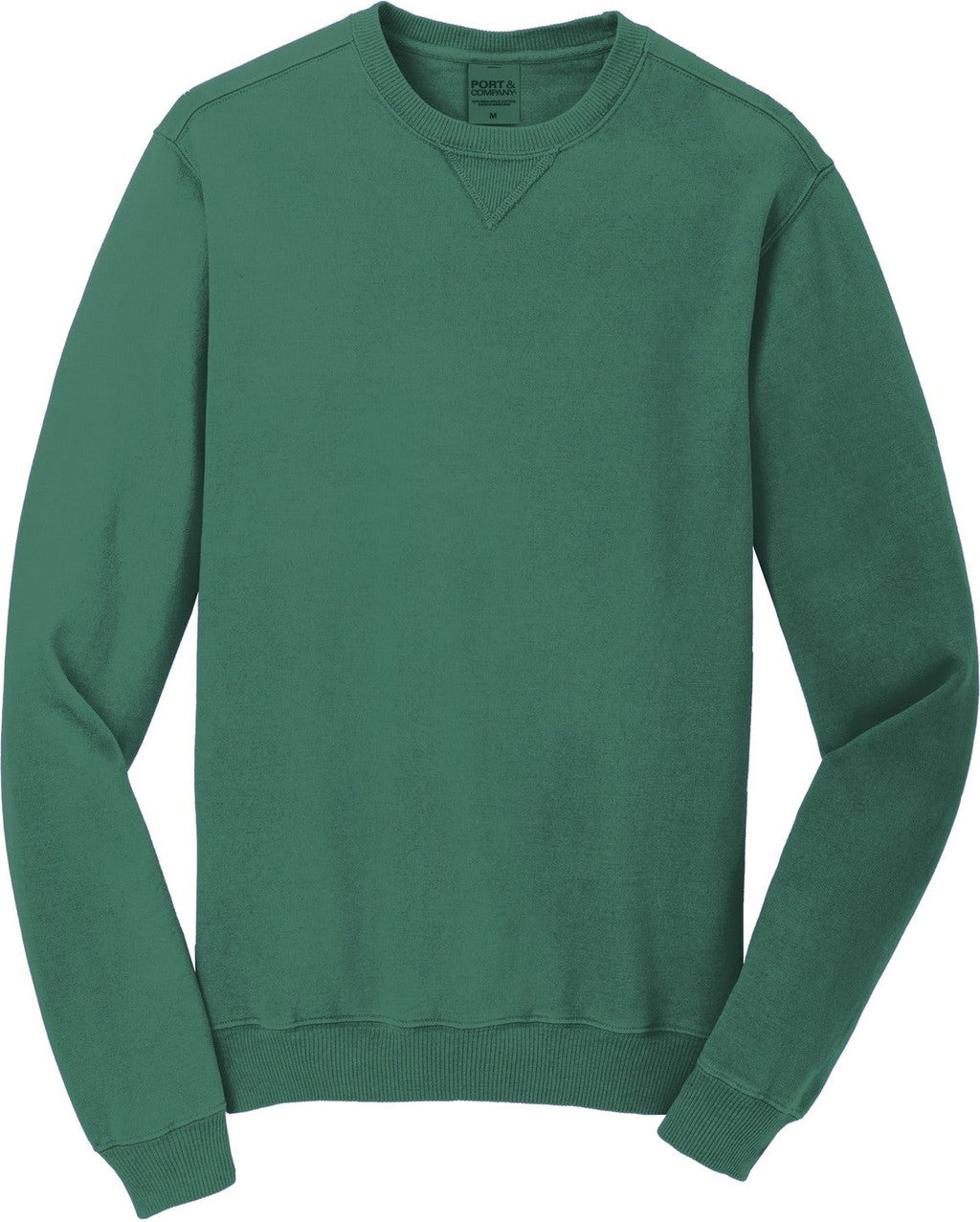 Front View of NordicGrn Port & Co Beach Wash Garment-Dyed Crewneck Sweatshirt PC098