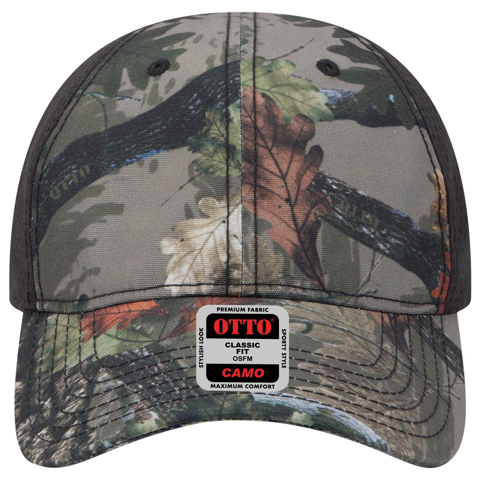Front View of NP5303 - D. Kha/Blk OTTO CAP Camouflage 6 Panel Low Profile Baseball Cap