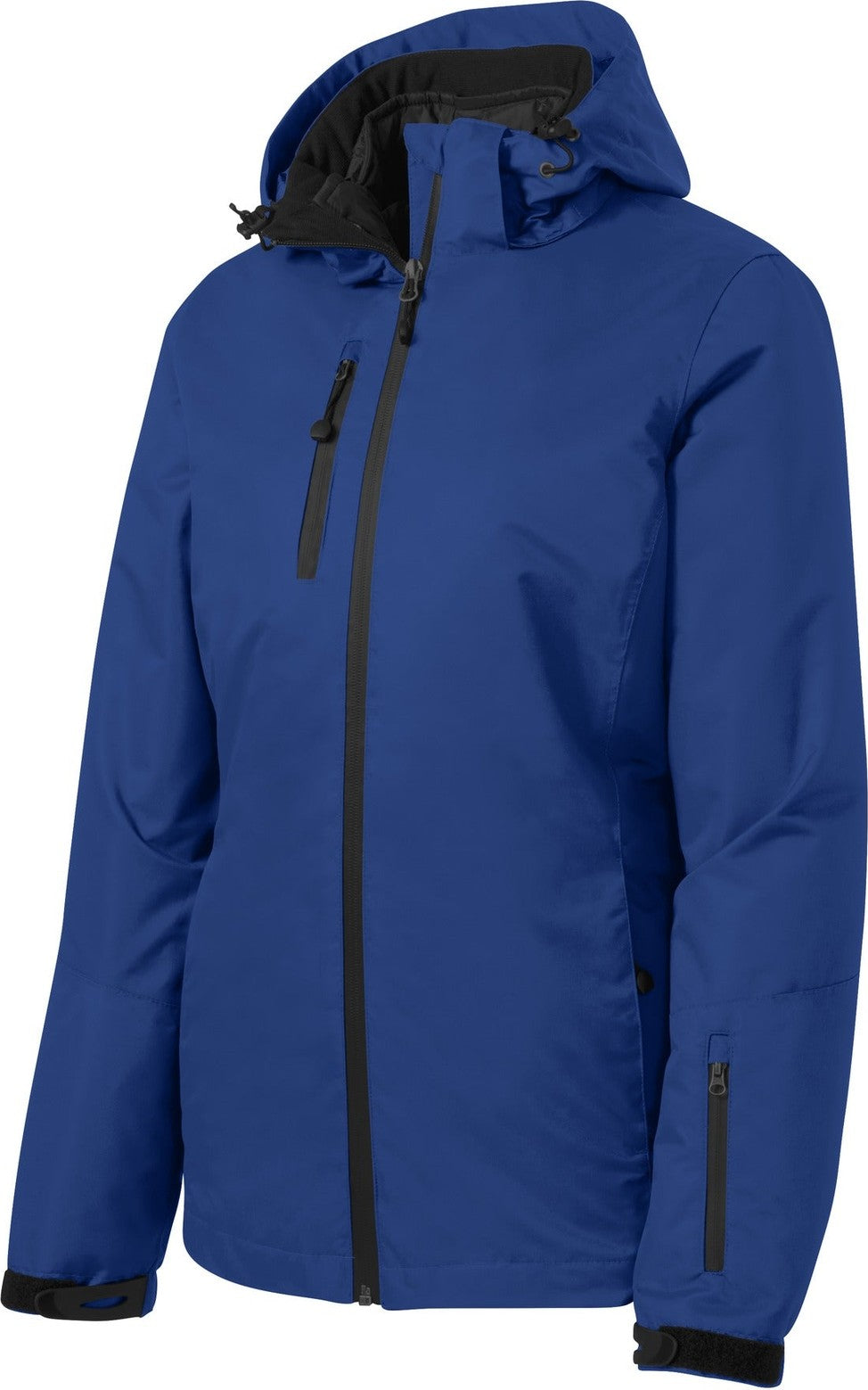 Front View of Nt Sky Blue/Bk Port Authority Women's Vortex Waterproof 3-in-1 Jacket. L332