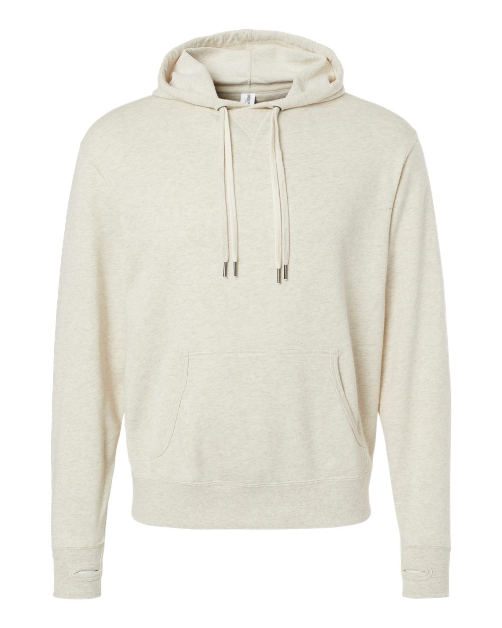 Front View of Oatmeal Heather Midweight French Terry Hooded Sweatshirt - PRM90HT