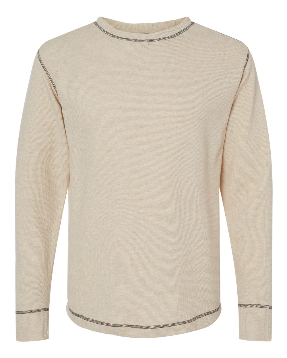 Front View of Oatmeal Heather Vintage Thermal Long Sleeve T-Shirt - 8238