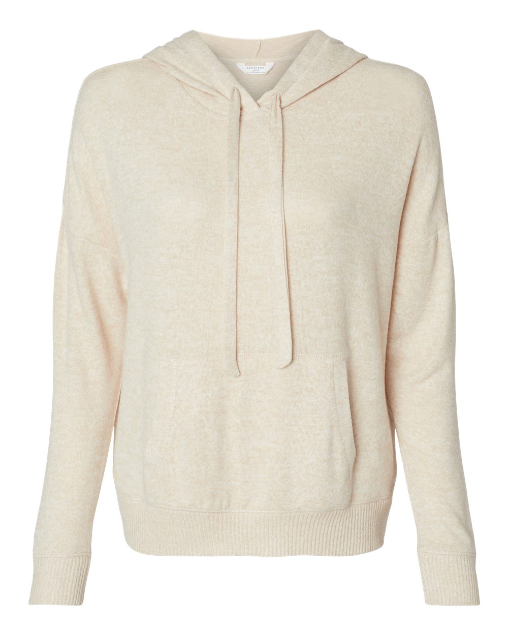 Front View of Oatmeal Heather Women's Cuddle Fleece Hooded Pullover - BW1501