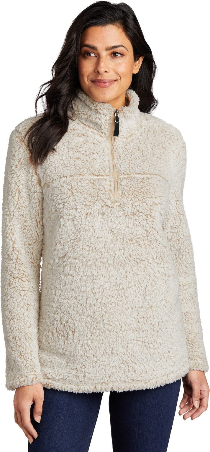 Front View of Oatmeal Hthr Port Authority Women's Cozy 1/4-Zip Fleece L130