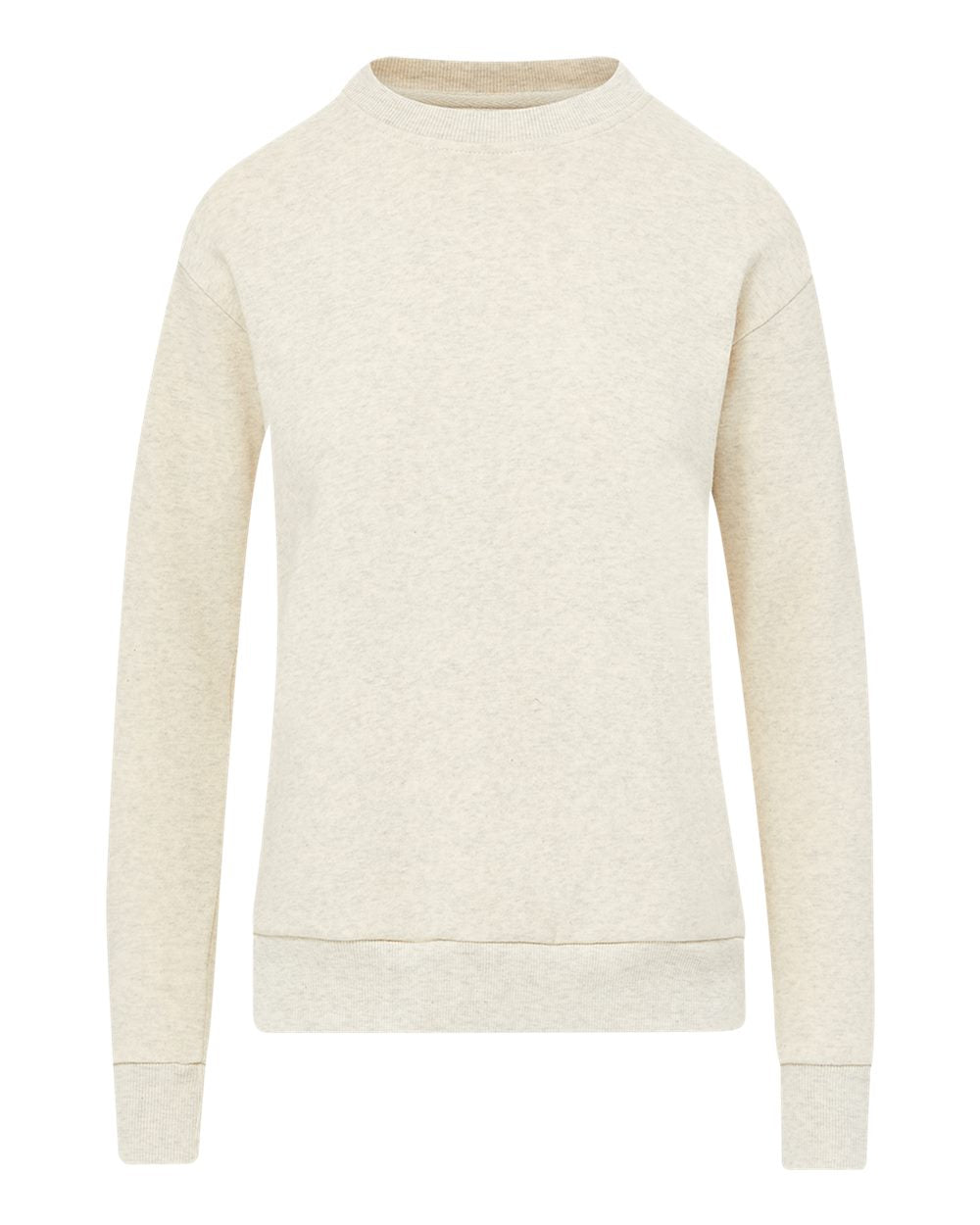 Front View of Oatmeal Women's Raelynn Cloud Fleece Crewneck Sweatshirt - W23140 plain