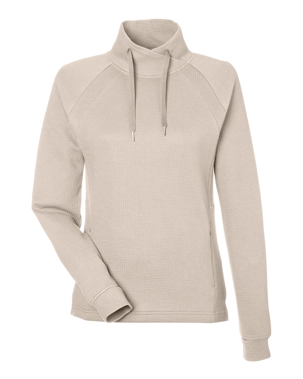 Front View of Oatmeal Women's Rhythm Waffle Pullover - NE200W