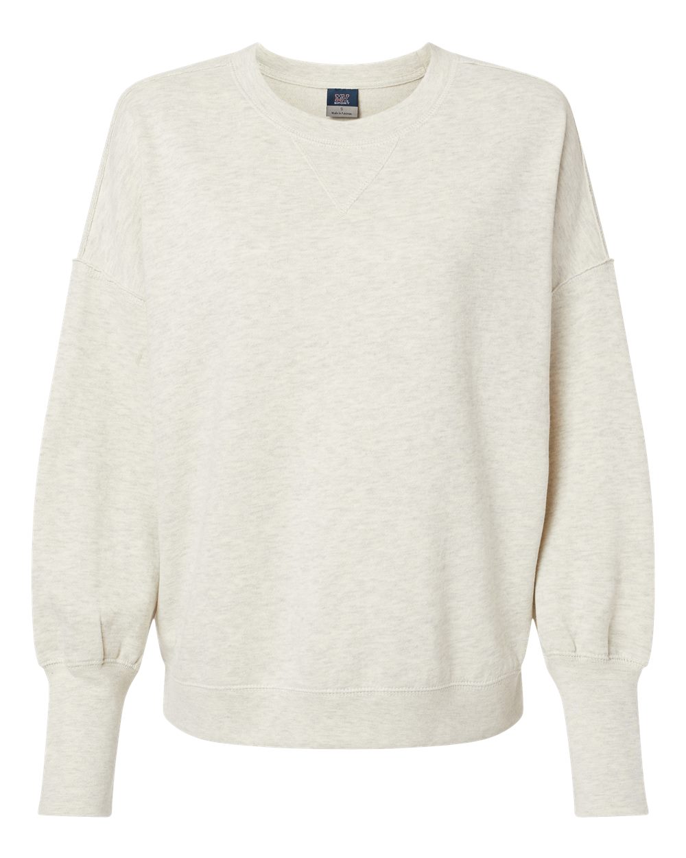 Front View of Oatmeal Women's Sueded Fleece Crewneck Sweatshirt - W22712