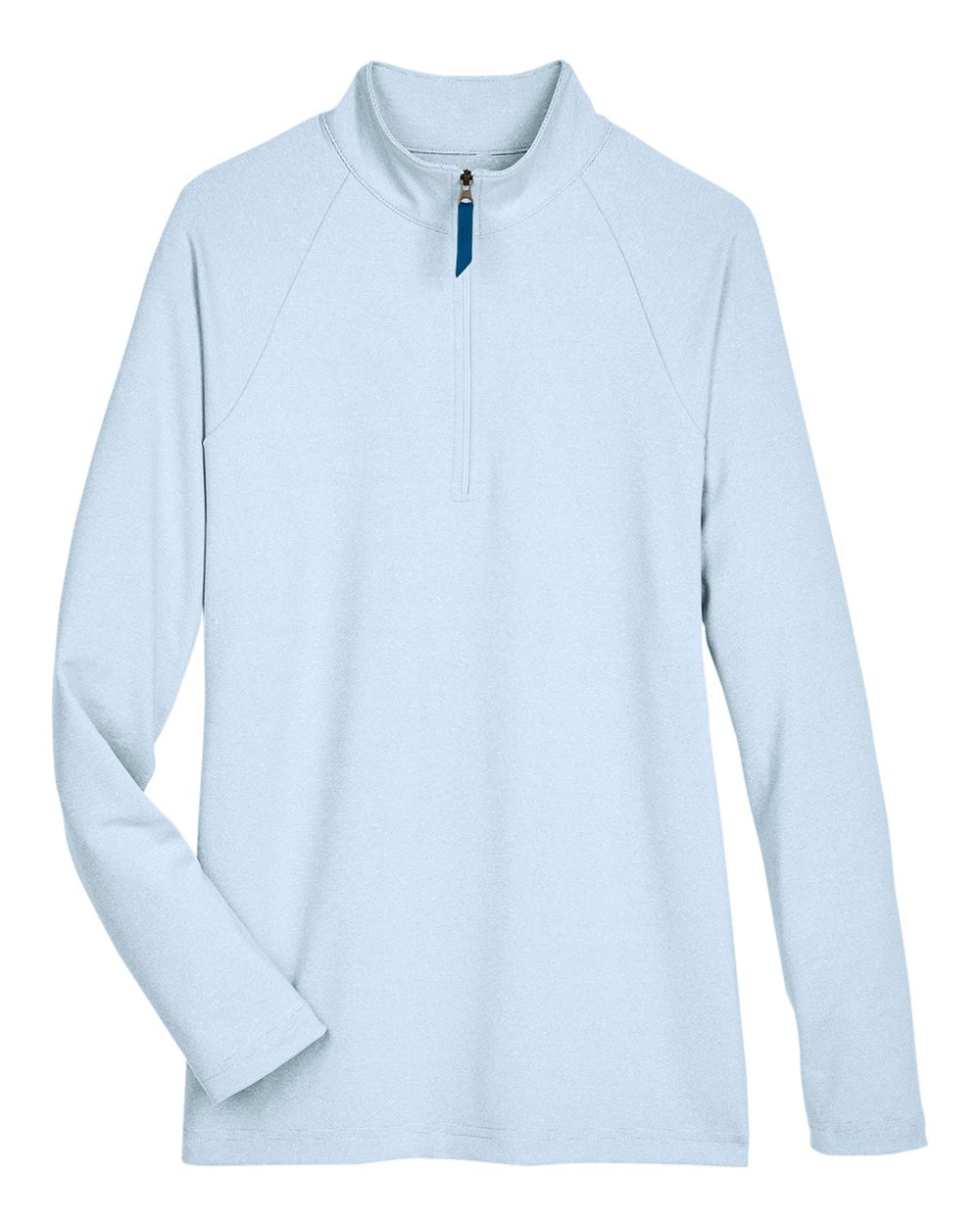 Front View of Ocean Blue Women's CrownLux Performance® Clubhouse Micro-Stripe Quarter-Zip Pullover - DG480W