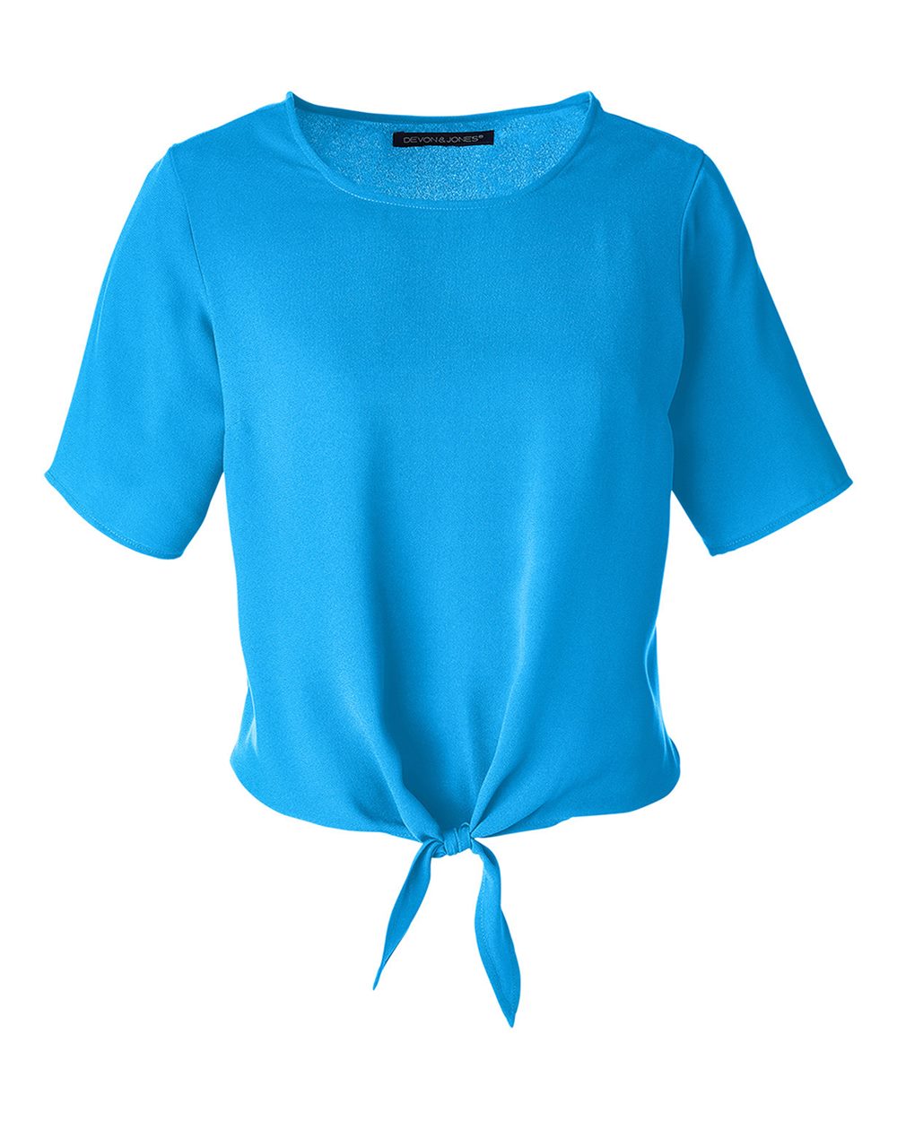 Front View of Ocean Blue Women's Perfect Fit™ Tie Front Blouse - DP617W