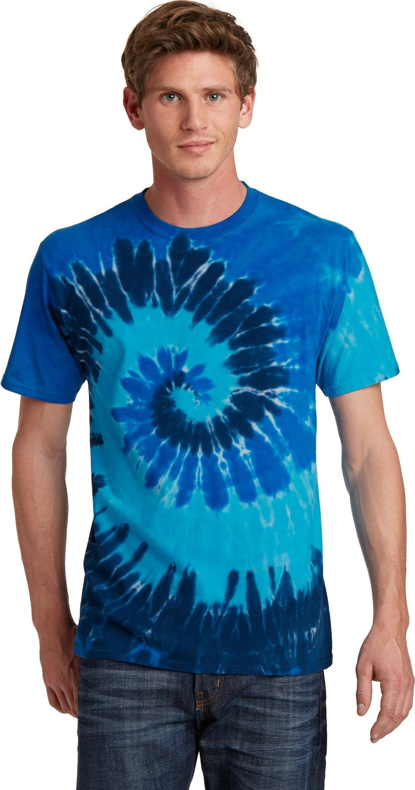 Front View of Ocean Rainbow Port & Co Tie-Dye Tee. PC147