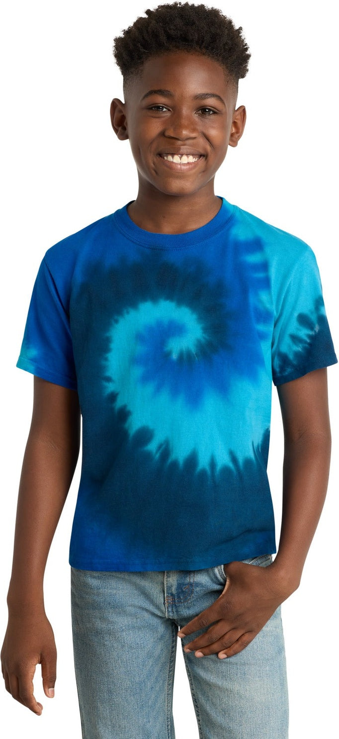 Front View of Ocean Rainbow Port & Co Youth Tie-Dye Tee. PC147Y