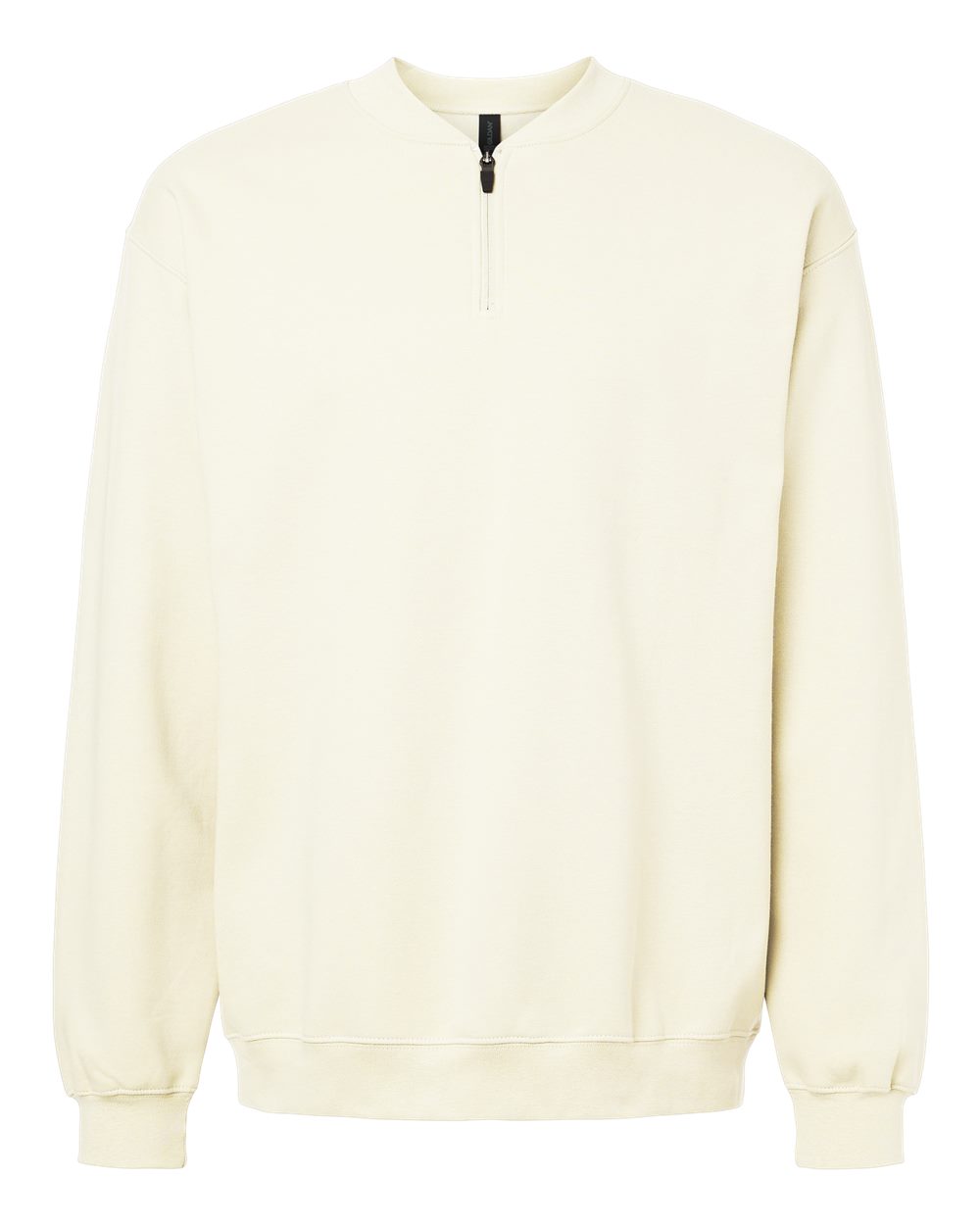 Front View of Off White Softstyle® Midweight 1/4 Zip Sweatshirt - SF008