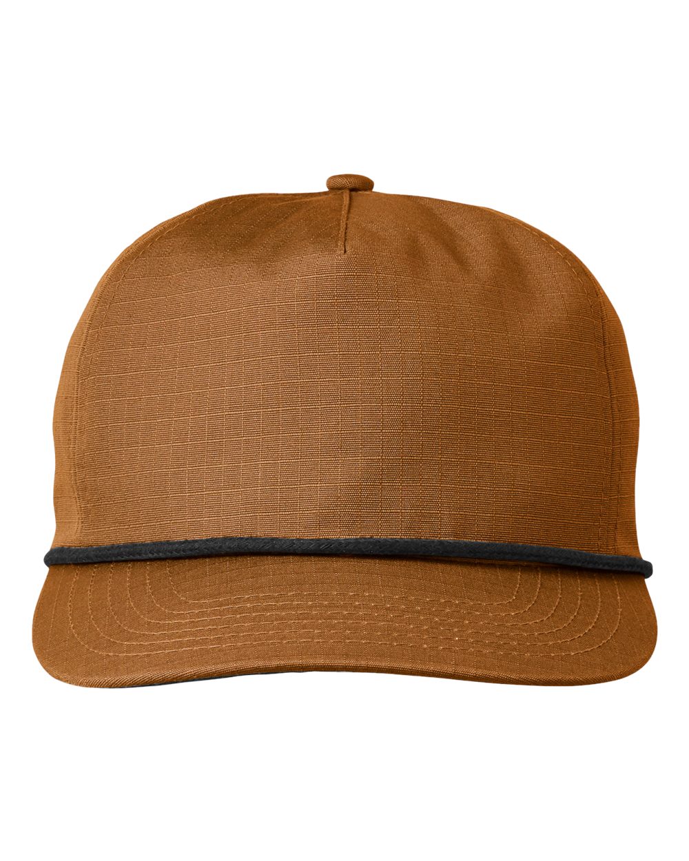 Front View of Old Gold/ Black Rope Lariat Ripstop Cap - BA699 plain