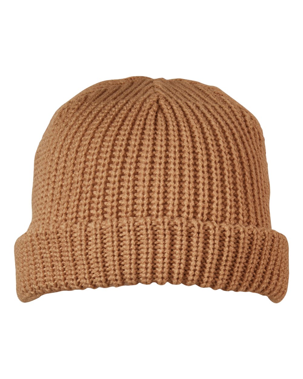 Front View of Old Gold Dock Cuffed Beanie - BA698 plain