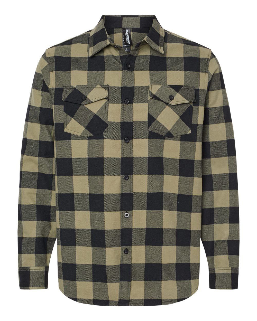 Front View of Olive/ Black Flannel Shirt - EXP50F