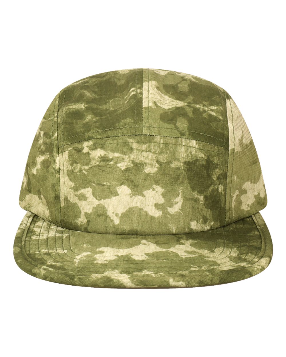 Front View of Olive Green Paint Camo Switchback Packable Camper Hat - SWTBK