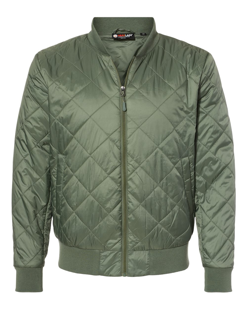 Front View of Olive Grey HeatLast™ Quilted Packable Bomber - 21752