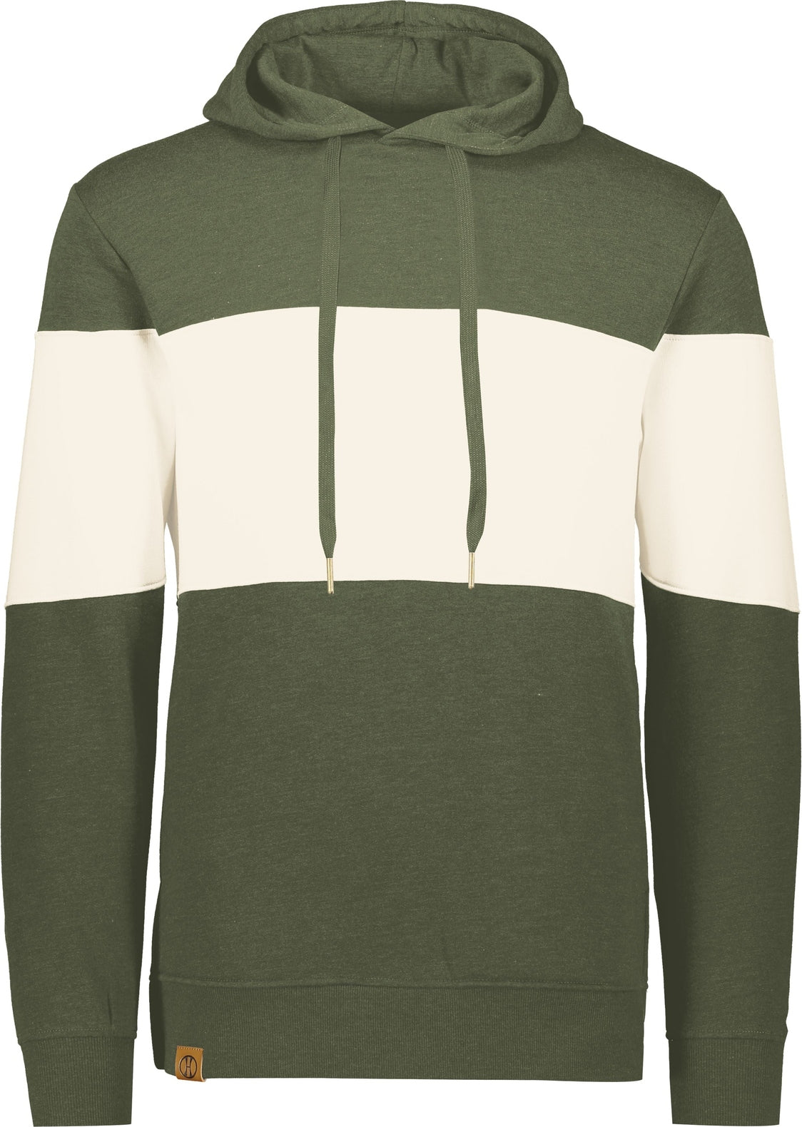 Front View of OLIVE HEATHER/BIRCH ALL-AMERICAN HOODIE