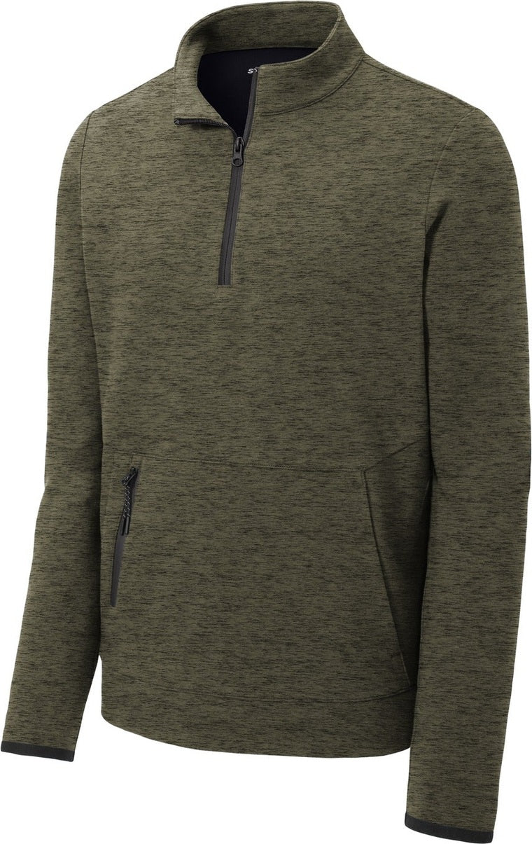 Front View of Olive Hthr Sport-Tek Triumph 1/4-Zip Pullover ST281