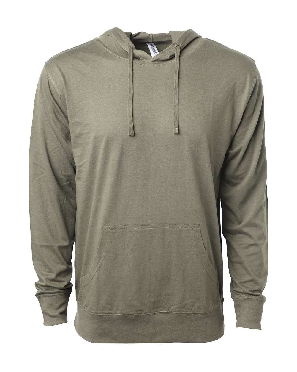 Front View of Olive Lightweight Hooded Pullover T-Shirt - SS150J