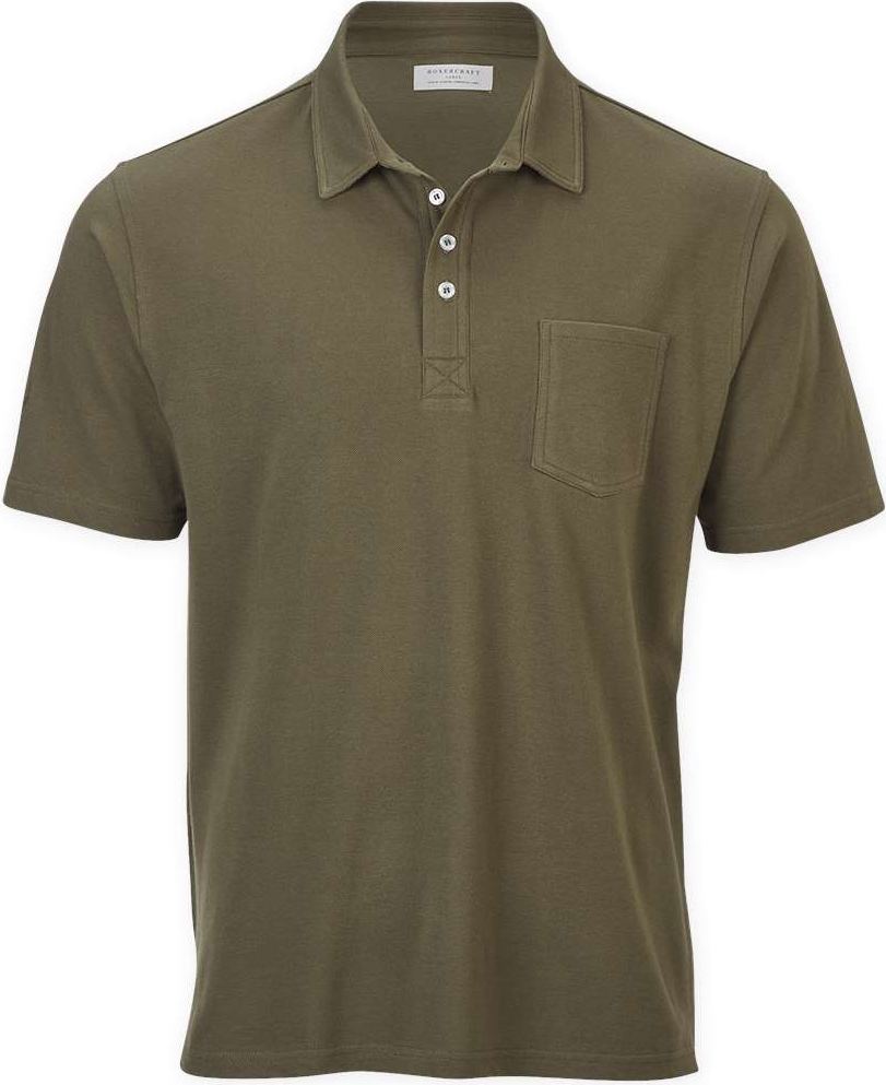 Front View of Olive Pique Polo - BM2301