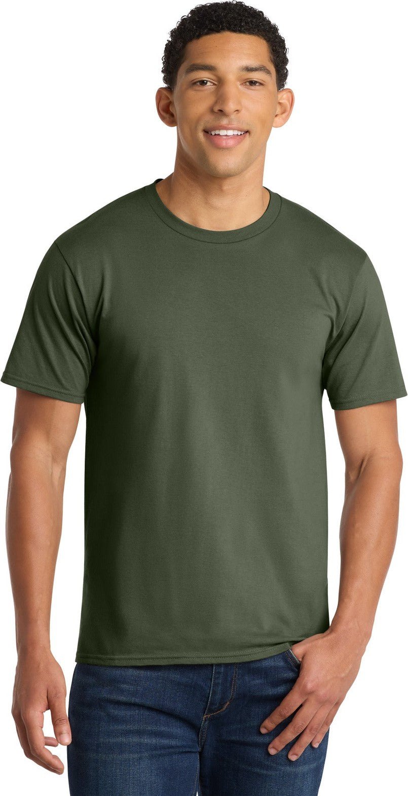 Front View of Olive Port & Co Fan Favorite Tee. PC450