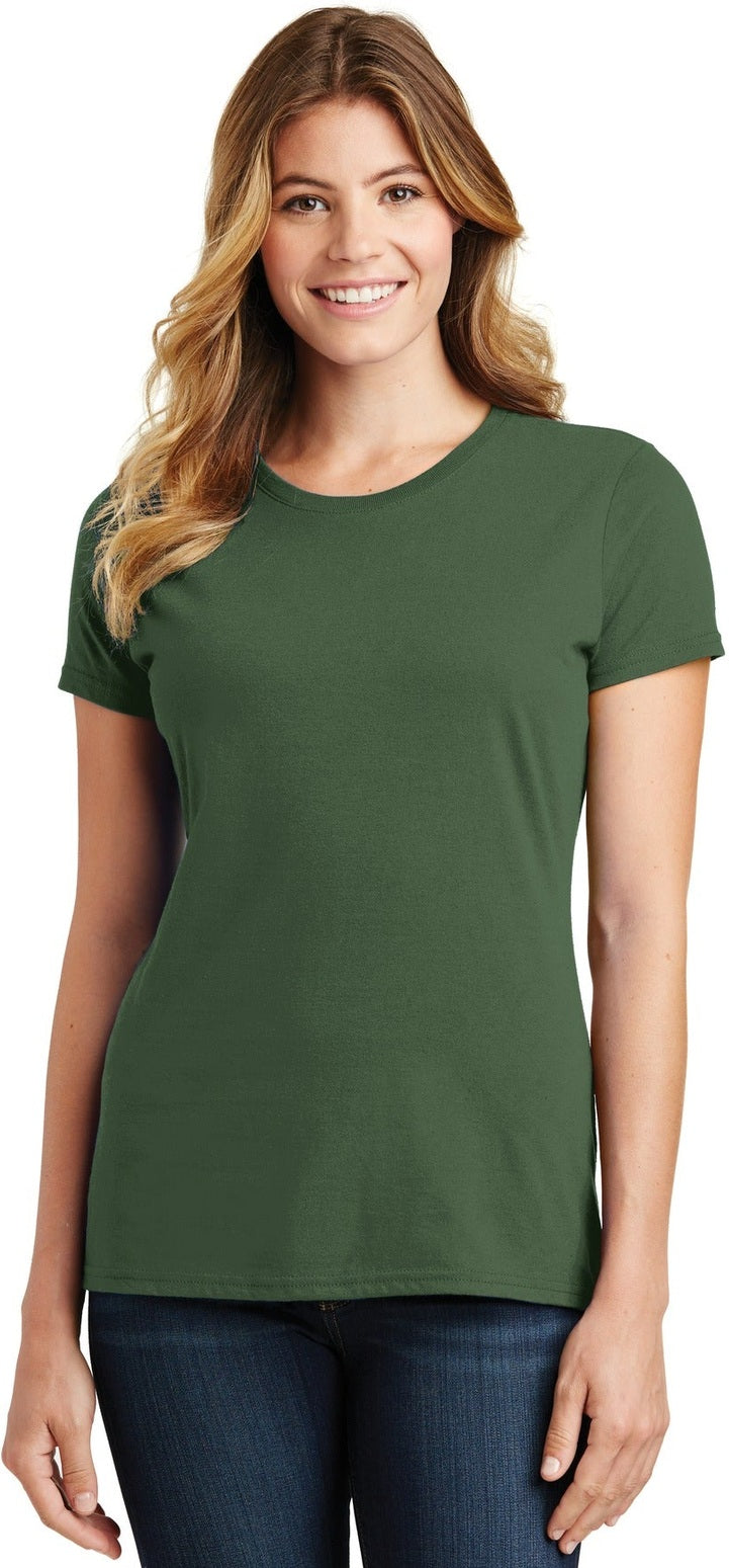 Front View of Olive Port & Co Women's Fan Favorite Tee. LPC450