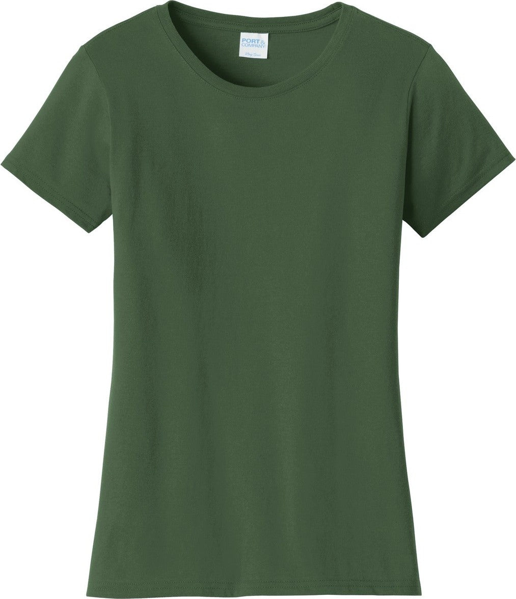 Front View of Olive Port & Co Women's Fan Favorite Tee. LPC450