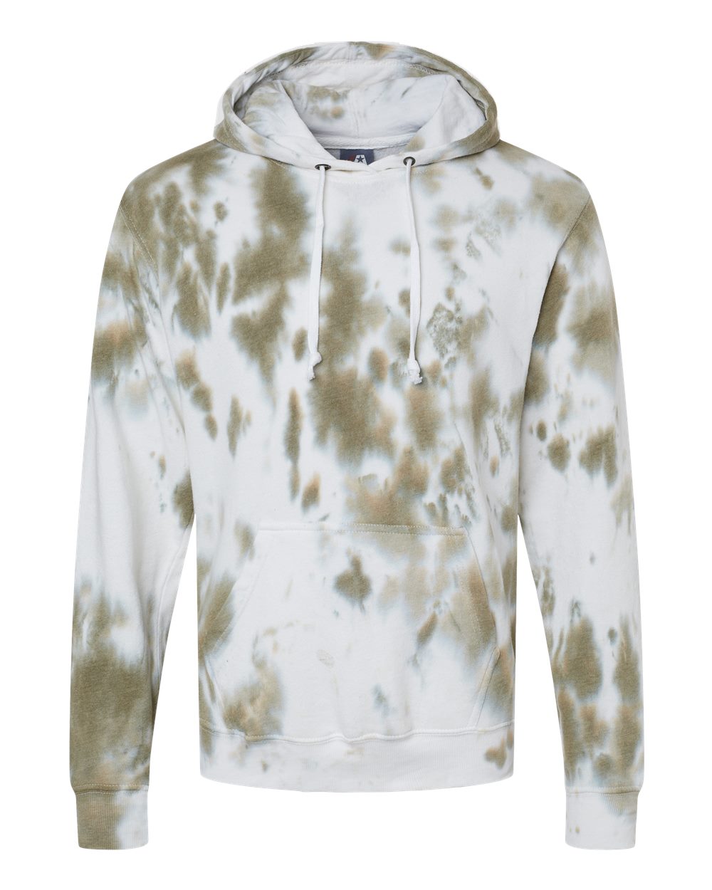 Front View of Olive Tie Dye Tie-Dyed Fleece Hooded Sweatshirt - 8861