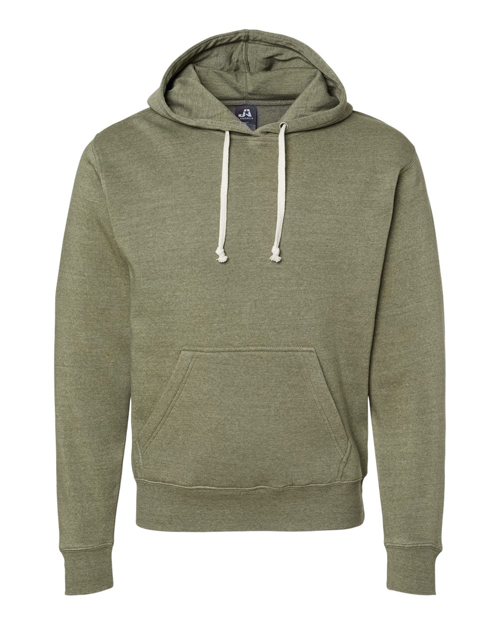 Front View of Olive Triblend Triblend Fleece Hooded Sweatshirt - 8871
