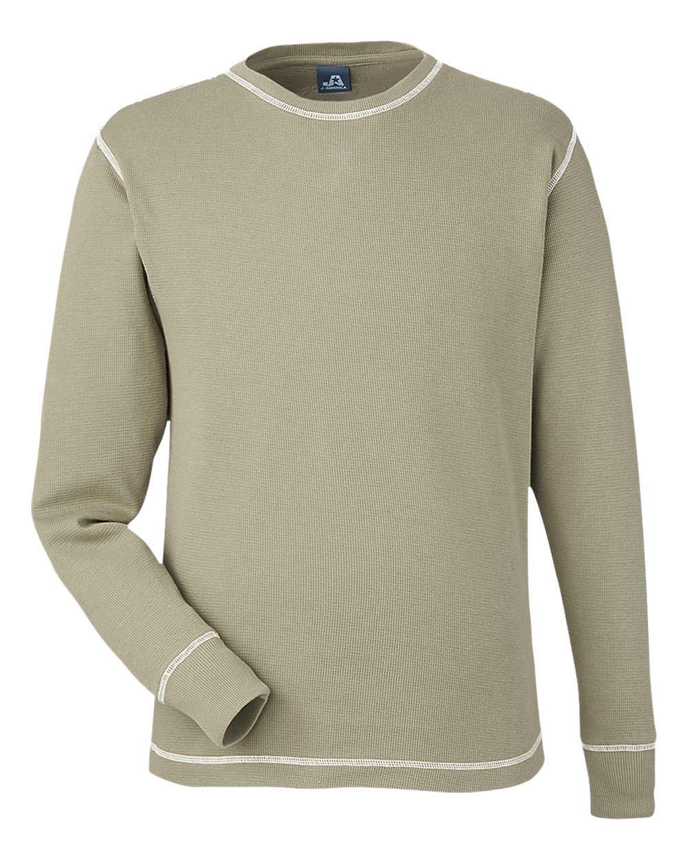 Front View of Olive Vintage Thermal Long Sleeve T-Shirt - 8238