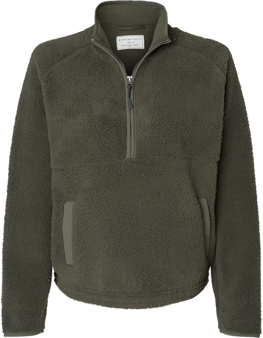 Front View of Olive Women's Everest Half-Zip Pullover - BW8501