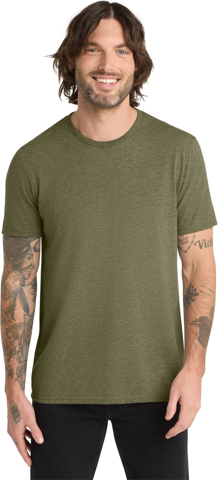 Front View of Olive You Grn Allmade Unisex Tri-Blend Tee AL2004