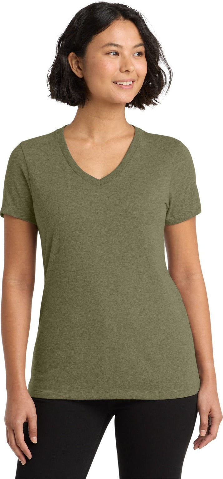 Front View of Olive You Grn Allmade Women's Tri-Blend V-Neck Tee AL2018
