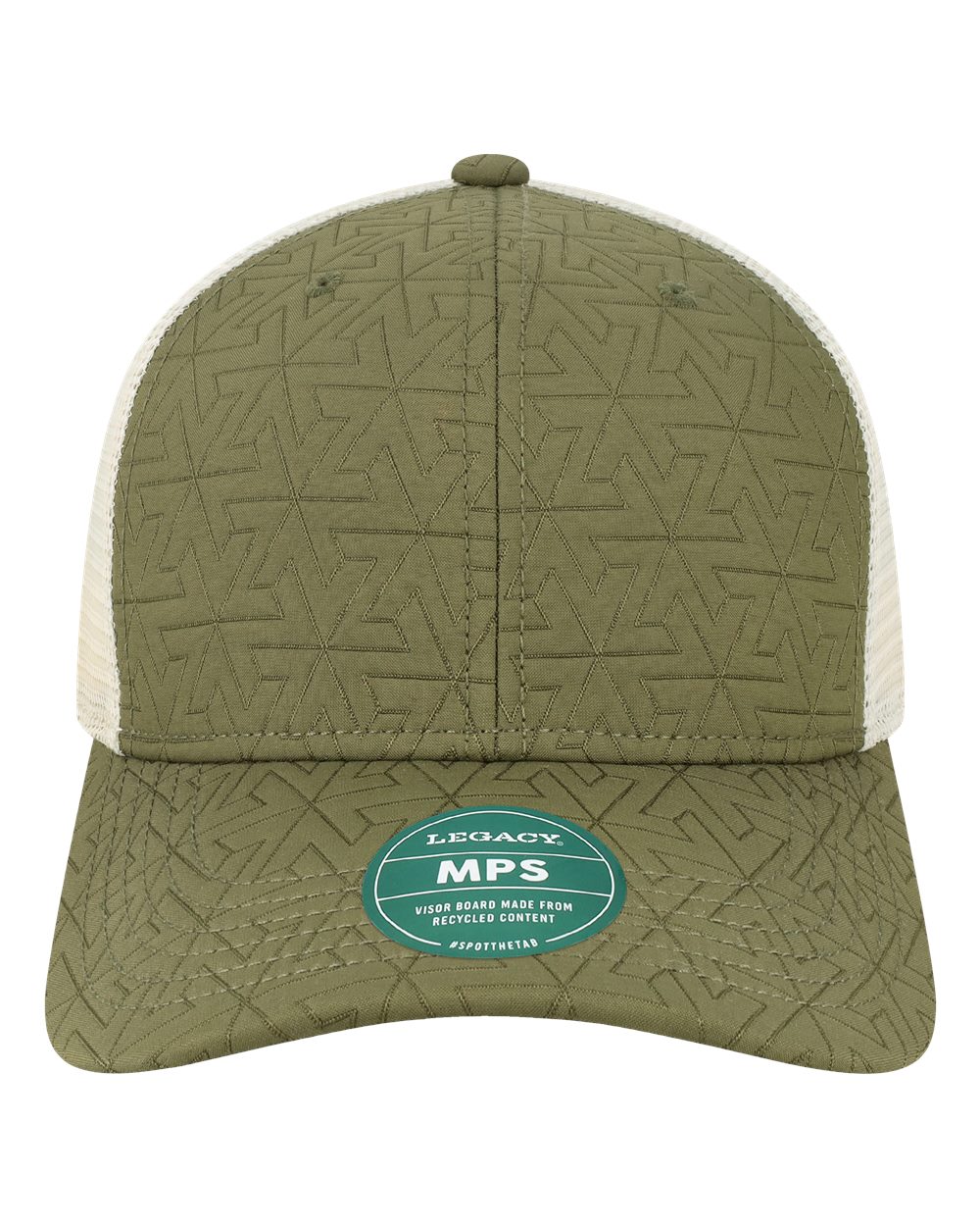 Front View of Olive Z - Quilted Mid-Pro Snapback Trucker Cap - MPS